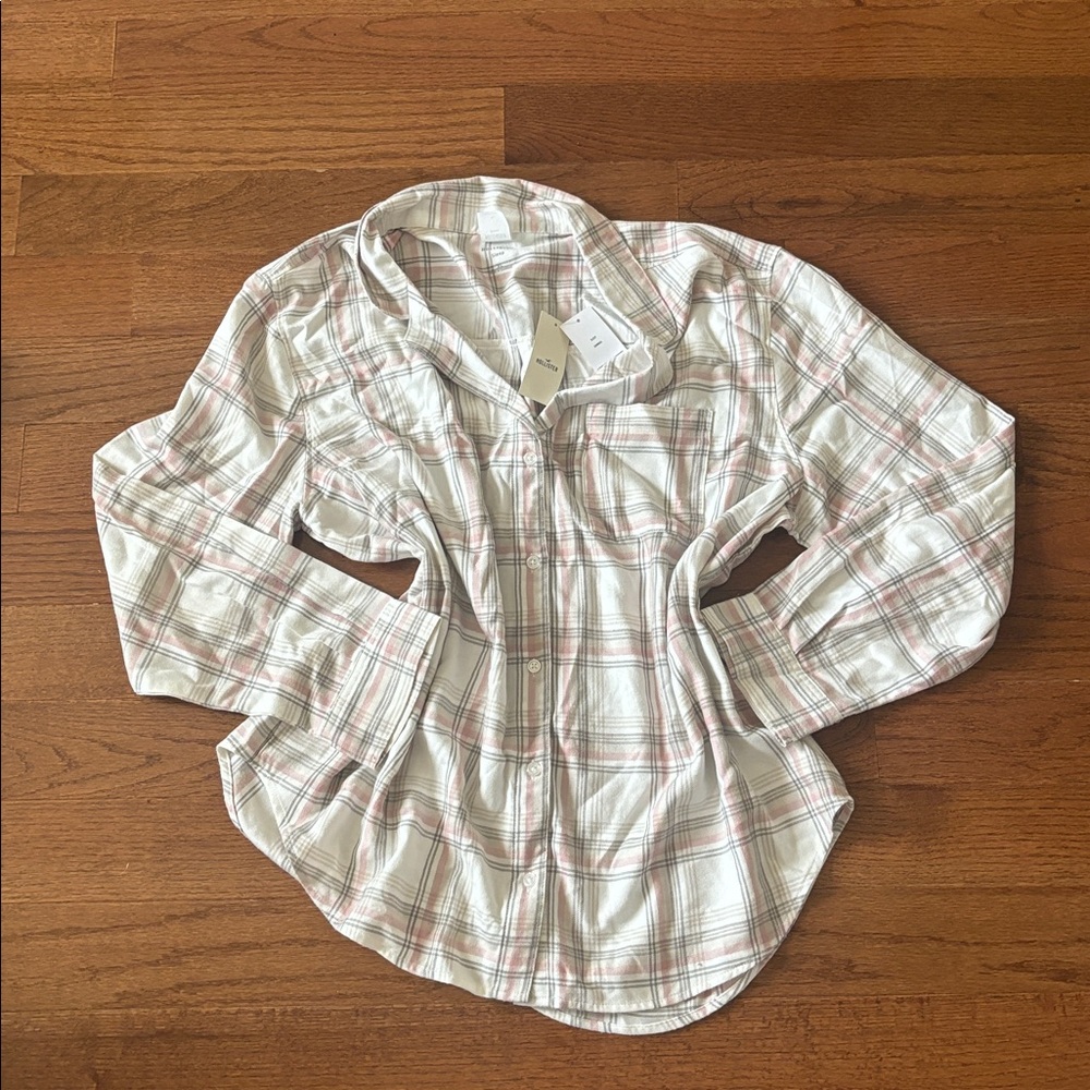 NWT Hollister sleep boyfriend fit flannel button down XL women’s - Picture 2 of 4